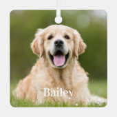 オリジナル ペット フォト 犬 愛好家 記念品 スクエア メタルオーナメント (正面)