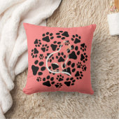 オリジナル ペット ラバー 猫の肉球 パターン ブラック サーモン クッション (ブランケット)