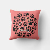 オリジナル ペット ラバー 猫の肉球 パターン ブラック サーモン クッション (裏面)