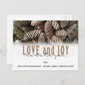 オリジナル ホリデー ラブ アンド ジョイ 松ぼっくり シーズンポストカード (正面/裏面)