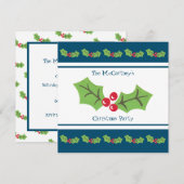 オリジナル ホリー & ベリー クリスマスパーティ 招待状 (正面/裏面)