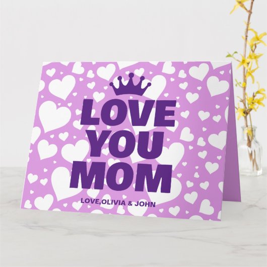 オリジナル ママの写真 パープル カード (黄色い花)