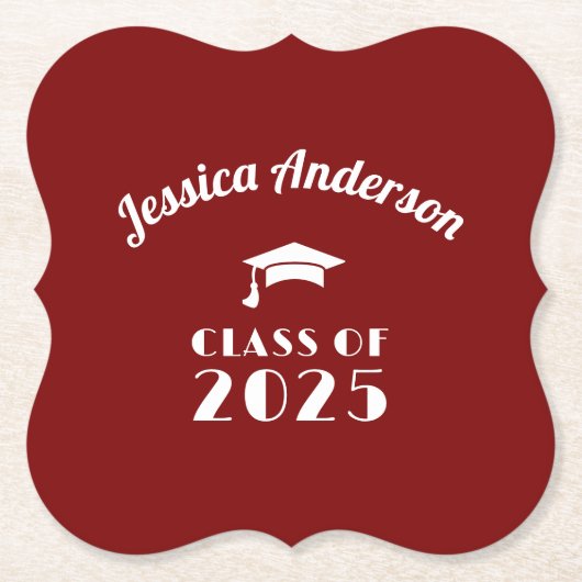 オリジナル マロンとホワイトの卒業式 ペーパーコースター (正面)