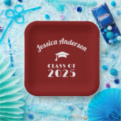 オリジナル マロンとホワイトの卒業式 ペーパープレート (パーティー)