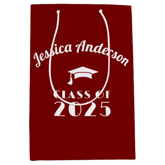 オリジナル マロンとホワイトの卒業式 ミディアムペーパーバッグ (正面)