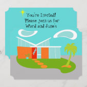 オリジナル ミッドセンチュリー モダン カートゥーンハウス 招待状 (正面/裏面)