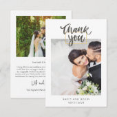 オリジナル ミニマル スクリプト ハート ウェディング フォト サンキューカード (正面/裏面)