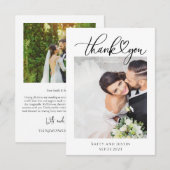 オリジナル ミニマル スクリプト ハート ウェディング フォト サンキューカード (正面/裏面)