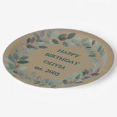 オリジナル モカ ムース ユーカリ 水彩 葉 ペーパープレート (アングル)