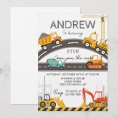 オリジナル モダン建設 誕生日カード 招待状 (正面/裏面)