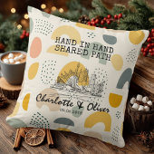 オリジナル モダン アブストラクト スカイライン カップル ピロー