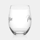 オリジナル モダン スクリプト ステムなしワイングラス (左)