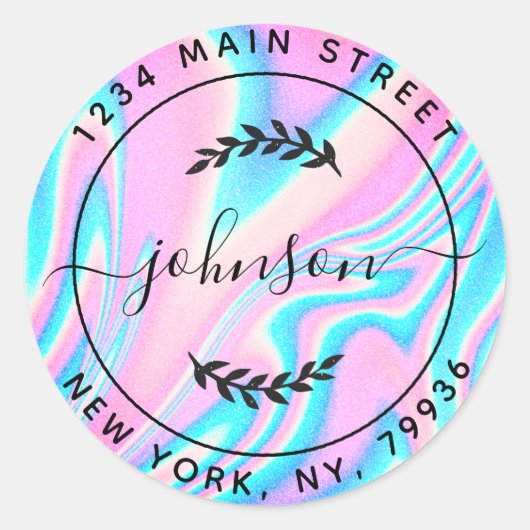 オリジナル モダン ラウンド 返信住所を作成 ラウンドシール (正面)