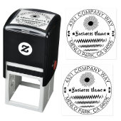 オリジナル モダン ラウンド 返信先住所 & 会社名スタンプ セルフインキングスタンプ