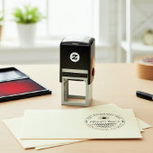 オリジナル モダン ラウンド 返信先住所 & 会社名スタンプ セルフインキングスタンプ
