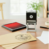 オリジナル モダン ラウンド 返信先住所 & 会社名スタンプ セルフインキングスタンプ