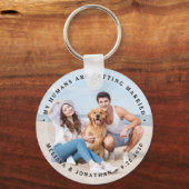 オリジナル モダン 婚約 ペット ウェディング ドッグ フォト キーホルダー (正面)