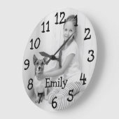 オリジナル モノクロ フォト ネーム ラージ壁時計 (傾斜)