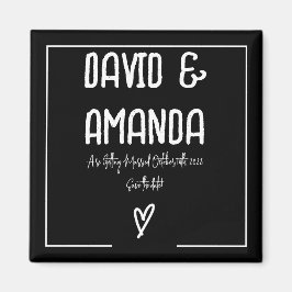 オリジナル - モノクロ ミニマル おふたりの結婚のお知らせ マグネット