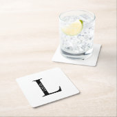 オリジナル モノグラムと名前 スクエアペーパーコースター (インサイチュ)