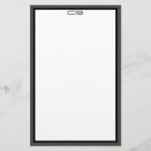 オリジナル モノグラムイニシャル ブラック グレー ボーダー 便箋 (正面)