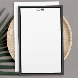 オリジナル モノグラムイニシャル ブラック グレー ボーダー 便箋