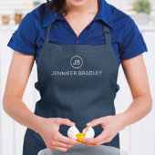 オリジナル モノグラム カスタム ネーム 青と白 エプロン