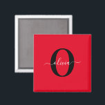 オリジナル モノグラム スクリプト 名前 赤 黒 白 マグネット<br><div class="desc">このエレガントなモノグラムとスタイリッシュなスクリプト名のデザインは、誕生日、結婚式、ブライダルシャワー、結婚記念日、母の日、またはその他の特別な機会のギフトとして最適です。個人のイニシャルと名前をカスタマイズすることができます。デザインツールを使用して、フォント、フォントの色、フォントのサイズ、背景の色を変更できます。JとQのイニシャルの場合、フォントのサイズを小さくする必要があります。デザインをカスタマイズするのを楽しんでください。</div>