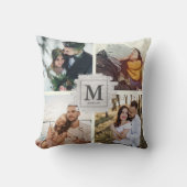 オリジナル モノグラム ファミリー ネーム ウェディング フォト コラージュ クッション (正面)
