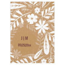 オリジナル モノグラム ブラウンとホワイトの葉のテーブルクロス