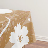 オリジナル モノグラム ブラウンとホワイトの葉のテーブルクロス テーブルクロス (インサイチュ)