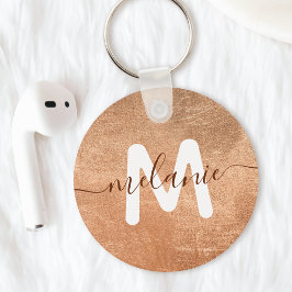 オリジナル モノグラム 名前 ローズゴールド フォイル ラグジュアリー キーホルダー