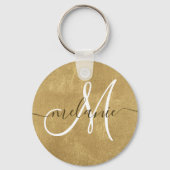 オリジナル モノグラム 名前 手書き ゴールド フォイル キーホルダー (裏面)