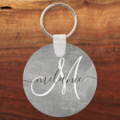 オリジナル モノグラム 名前 手書き シルバー フォイル キーホルダー (正面)