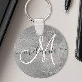 オリジナル モノグラム 名前 手書き シルバー フォイル キーホルダー