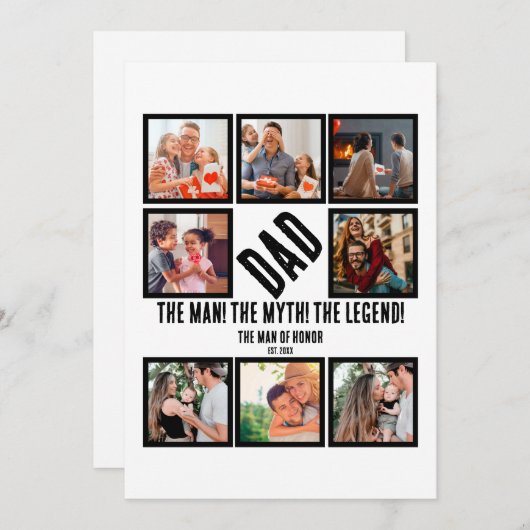 オリジナル ユニーク お父さん 8枚の写真 コラージュ 面白い 父の日 ギフト シーズンカード (正面/裏面)