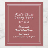 オリジナル ユニーク 自家製野生の梅 ワインラベル (シングルラベル)