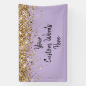 オリジナル ライラック パープル ゴールド 誕生日パーティー フォトプロップ 横断幕 (縦)