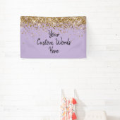 オリジナル ライラック パープル ゴールド 誕生日パーティー フォトプロップ 横断幕 (インサイチュ)