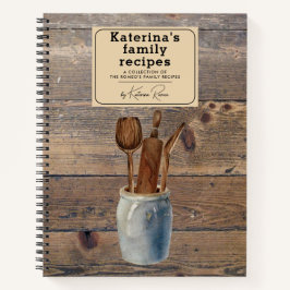 オリジナル ラスティック ウッド キッチン ツール ファミリー レシピ ノートブック