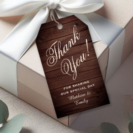 オリジナル ラスティック ウッド サンクス ウェディング フェイバー ギフトタグ