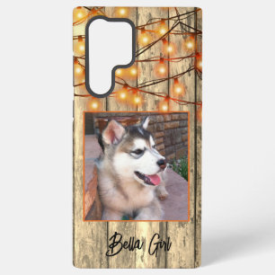 オリジナル ラスティック スクエア フォト アラスカンマラミュート 子犬 SAMSUNG GALAXY S22 ULTRAケース