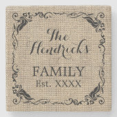 オリジナル ラスティック ヴィンテージ ファミリー 姓 ウェルカム ストーンコースター (正面)