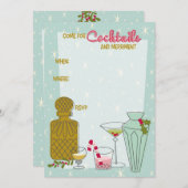 オリジナル レトロ ホリデー カクテル パーティー 招待状 (正面/裏面)