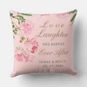 オリジナル ロマンティック ピンク 牡丹 花 モチーフ ウェディング クッション (裏面)