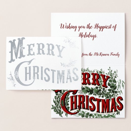 オリジナル ヴィンテージスタイルの ホリーデイ クリスマスカード 箔カード (ディスプレー)