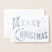 オリジナル ヴィンテージスタイルの ホリーデイ クリスマスカード 箔カード (封筒付き正面)