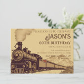 オリジナル ヴィンテージ 蒸気機関車 60歳 誕生日 招待状 (スタンド正面)