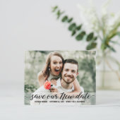 オリジナル 保存 延期 新しい日 結婚式 延期のお知らせ ポストカード (スタンド正面)