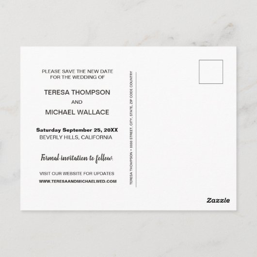 オリジナル 保存 延期 新しい日 結婚式 延期のお知らせ ポストカード (裏面)